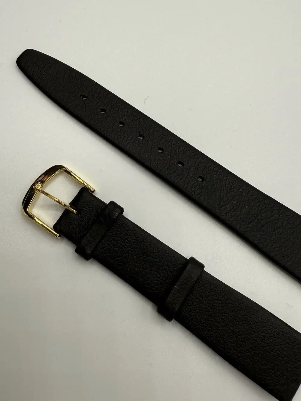 16mm Kreisler super Dark Brown Calfskin NOS Vintage Watch Band Gold-Tone Buckle